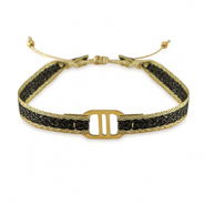 Braccialetti alla moda Nastra con distanziatore acciaio inossidabile nero-oro