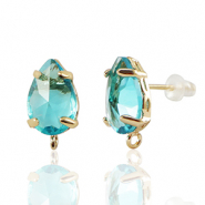 Orecchini con Cristalli con anellino goccia blu-oro