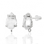 Orecchini con Cristalli con anellino goccia cristallo-argento