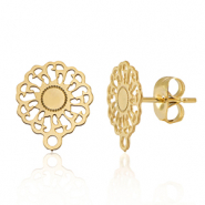 Componenti in acciaio inossidabile orecchini 14mm fiore con anellino oro