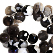 Perline in pietra naturale Calcedonio (Quarzo) e Agata 8mm colori naturali beige marrone