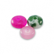 Perline di pietra naturale mix a rondella 4mm multicolore rosa verde