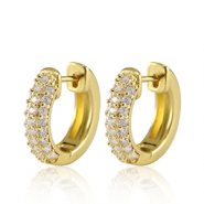 Metallo TQ in ottone orecchini a cerchio zirconia oro