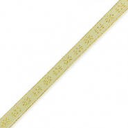 Nastro con testo fiori verde oliva-oro