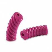 Perline in acrilico tubo spirale rosa magenta