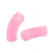 Perline in acrilico tubo spirale rosa trasparente