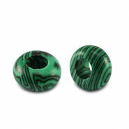 Perline di pietra naturale a rondella 14mm verde-nero