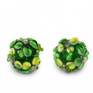 Perline di vetro dipinte a mano fiore verde-giallo