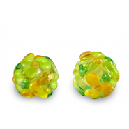 Perline di vetro dipinte a mano fiore trasparente-verde lime arancio