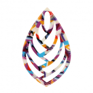 Pendenti in resina foglia coriandoli multicolori
