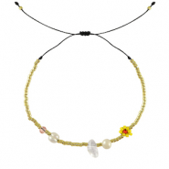 Braccialetti alla moda perline miste giallo-rosa-oro