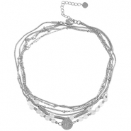 Cavigliere in acciaio inossidabile pietra argento-bianco