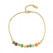 Bracciali in acciaio inossidabile millefiori oro-multicolore