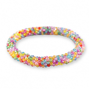 Bracciali con perline sfaccettate multicolore giallo-rosa