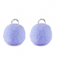 Ciondoli pon pon 10mm con anellino argento-viola pervinca