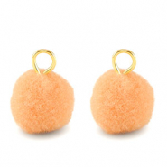Ciondoli pon pon 10mm con anellino oro-arancio salmone