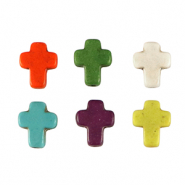 Perline in pietra naturale howlite croce multicolore