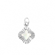 Ciondoli in acciaio inossidabile conchiglia quadrifoglio argento-bianco (colore naturale)