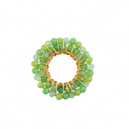 Ciondoli in acciaio inossidabile sfacettate 26mm verde-oro