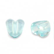 Perline in acrilico cuore trasparente blu turchese