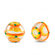 Perline di vetro dipinte a mano 14mm trasparente-giallo arancio