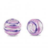 Perline di vetro dipinte a mano 14mm trasparente-viola lilla