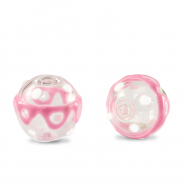 Perline di vetro dipinte a mano 14mm trasparente-rosa bianco
