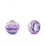 Perline di vetro dipinte a mano 8mm trasparente-viola lilla