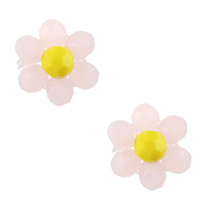 Ciondoli sfaccettati fiore rosa-giallo