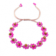 Cavigliere con perline sfaccettate fiore fucsia-marrone topazio