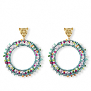 Orecchini sfaccettati 60mm oro-multicolore