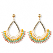 Orecchini sfaccettati goccia oro-multicolore