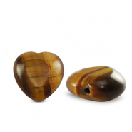 Perline in pietra naturale Occhio di tigre cuore marrone oro
