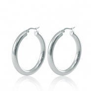 Orecchini in acciaio inossidabil a cerchio 40mm argento