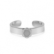 Anello Pietra di Nascita con castone in acciaio inossidabile per SS16 fondo piatto argento