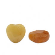 Perline in pietra naturale Quarzo cuore arancione ambra multicolore