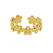 Anelli in acciaio inossidabile fiore oro