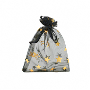 Sacchetti in organza 7x9cm stella nero-oro