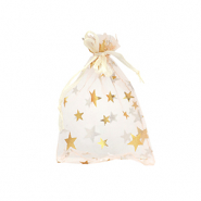 Sacchetti in organza 7x9cm stella albicocca-oro