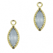 Pendenti di vetro Crystal Glass ovale blu grigio-oro