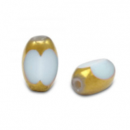 Perline di vetro ovale sfaccettate grigio-oro