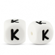 Perline alfabeto in silicone K bianco-nero