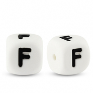 Perline alfabeto in silicone F bianco-nero