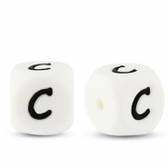 Perline alfabeto in silicone C bianco-nero
