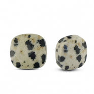 Perline di pietra naturale Dalmata quadrate grigio beige-nero