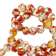 Perline di ceramica 6mm bianco-arancia rosso