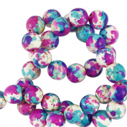 Perline di ceramica 6mm bianco-viola blu