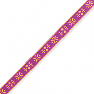 Nastro con testo fiori neon viola-arancio