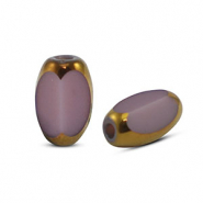 Perline di vetro ovale sfaccettate viola-oro