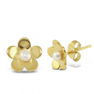 Orecchini in acciaio inossidabile perle fiore oro